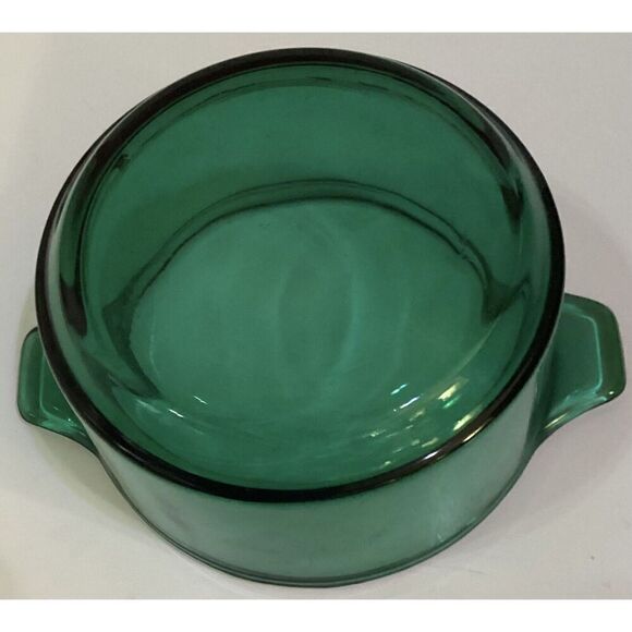 Vintage Libbey Forte Crisa Mexico Bowl Teal Green w/Handles Small Casserole Dish - Picture 2 of 6